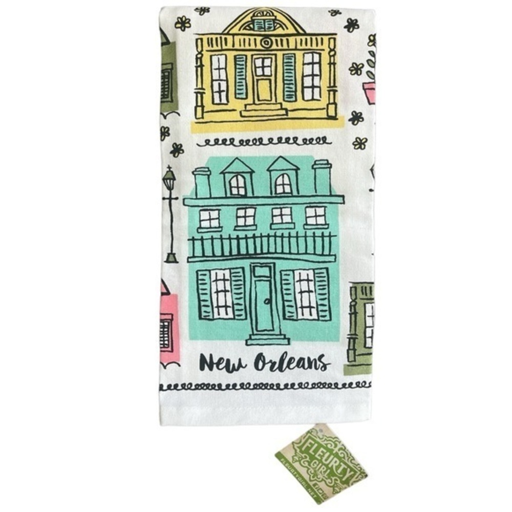 NWT Fleurty Girl New Orleans Carriage Houses Tea Towel